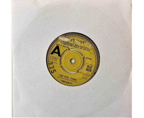TINA BRITT - THE REAL THING/ TEARDROPS FELL - UK 7" LONDON DEMO (HLC 9974). A rarity gem for the Northern Soul collectors amo