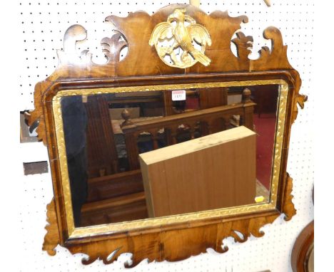 A 19th century mahogany fret cut and gilt decorated wall mirror, in the Chippendale taste, 67 x 69cm