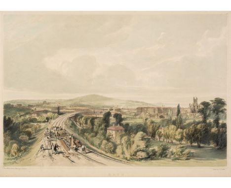 * Bourne (J. C.). Bath, printed by C. F. Cheffins, circa 1846, hand-coloured lithograph, 315 x 430 mm, mounted, framed and gl
