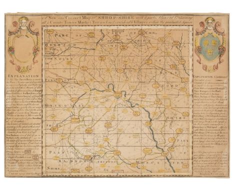 Shropshire. Porter (Benjamin), A New and Correct Map of Shrop-Shire with ye parts Adjacent Containing all ye County Towns, Ma