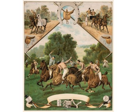 * Polo. The Whitecross Clipper (publishers), circa 1890, chromolithographic advertising poster for horse clippers showing a l