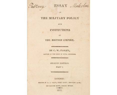 Pasley (Charles William). Essay on the Military Policy and Institutions of the British Empire, Part 1 [all published], 2nd ed