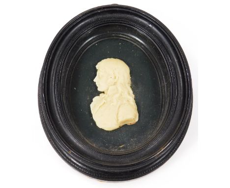 Early 19thC School. William Way RN, wax portrait, side profile, glazed and framed, 16cm x 13cm. William Way, born 1792, died 