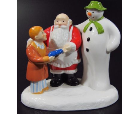 A Coalport Characters The Snowman And Father Christmas Collectors Choice Special Edition figure group, The Special Gift, firs