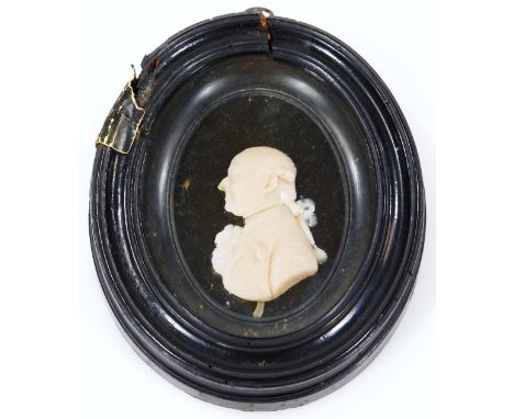 Early 19thC School. Nickolas Paxton, wax portrait, side profile, glazed and framed, 16cm x 12cm.