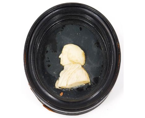 Early 19thC School. Reverend William Paxton, wax portrait, side profile, glazed and framed, 16cm x 13cm . The Reverend Willia
