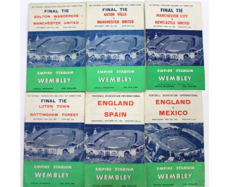 Various football programmes, FA Cup finals 1950's Bolton Wanderers versus Manchester United 1958, Aston Villa versus Manchest