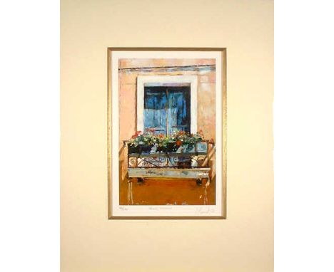 Venice Window - Jeremy Sanders Limited Edition No 48/250  - Mounted 31x40cm Born in South Wales in 1969, Jeremy studies at st