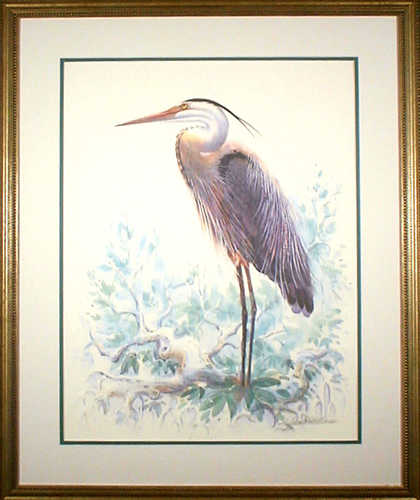 Great Blue Heron Iii - Richard E. Williams Rare Artists Proof - Mounted 