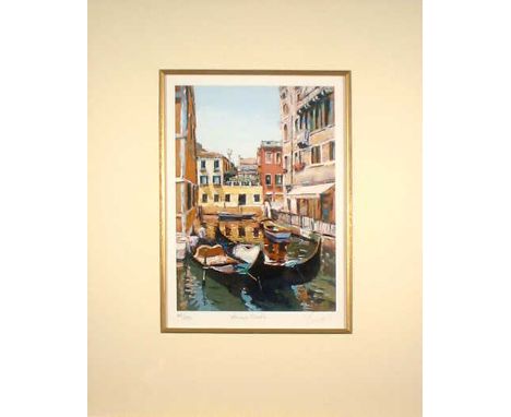 Venice Canal - Jeremy Sanders Limited Edition No 49/250  - Mounted 31x40cmBorn in South Wales in 1969, Jeremy studies at st m