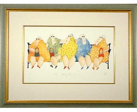 Five Sitting Beauties Samantha Barnes Limited Edition 237/500  - Mounted and Framed 68x52cmSamantha Ann Barnes, was born at W