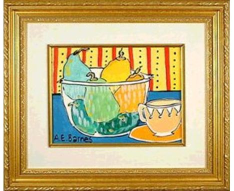 Fruit & Cup A. E. Barnes Original Acrylic  - Mounted and Framed 51x44cmArtsist Statement I was never interested in painting o