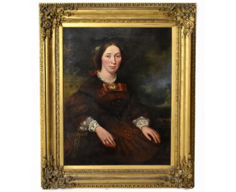 19TH CENTURY ENGLISH SCHOOL; oil on canvas, portrait Mary Ann Leach, second wife of Dr Leach of Westgate Medical Practice Wil