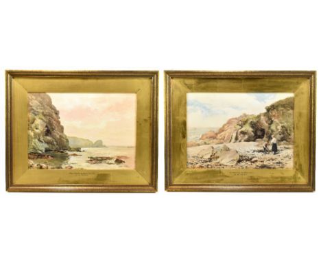 JAMES AITKEN; a pair of watercolours, 'The Cliffs of Perwick Bay' and 'gathering Driftwood', both signed, 25 x 35cm, framed a