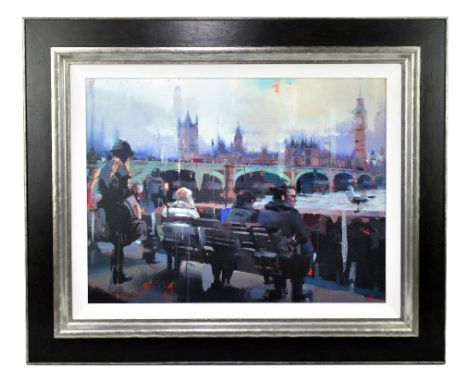 CHRISTIAN HOOK (born 1971); a signed limited edition print on board, 'Embankment', edition 7/95, with certificate of authenti