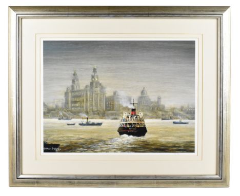 AFTER ARTHUR DELANEY (BRITISH, 1927-1987); limited edition colour print, 'Leasowe - Liverpool Ferry', 12/50, 35 x 47cm, frame