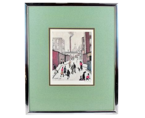 LAURENCE STEPHEN LOWRY RBA RA (1887-1976); a pencil signed print, 'Street Scene', blind stamp lower left, 22 x 28cm, framed a