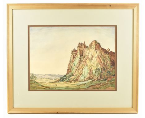 KENNETH STEEL (1906-1970); watercolour on textured paper, figures beside mountainous landscape, signed, 31 x 42.5cm, framed a
