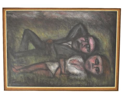 ARTHUR BERRY (1925-1994); mixed media on paper, two figures, signed lower left, 79 x 110cm, framed and glazed. (D)Additional 