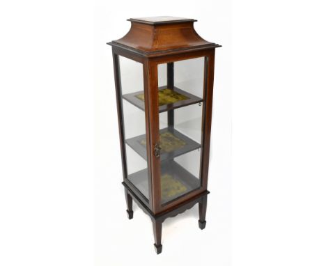 An Edwardian inlaid mahogany vitrine, on tapered legs, height 104cm, width 33cm.Additional InformationLight age wear with som