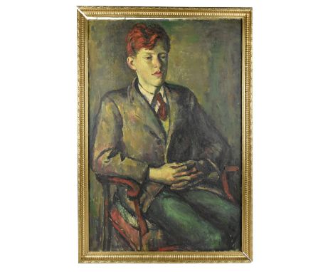 EMMANUEL LEVY (1900-1986); oil on canvas, portrait of a seated boy, signed, 91 x 60cm, framed. (D)Additional Information