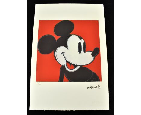 AFTER ANDY WARHOL (1928-1987); lithograph on Wove Arches paper (watermarked), 'Mickey Mouse (Red) (1978)', 44/100, signed in 