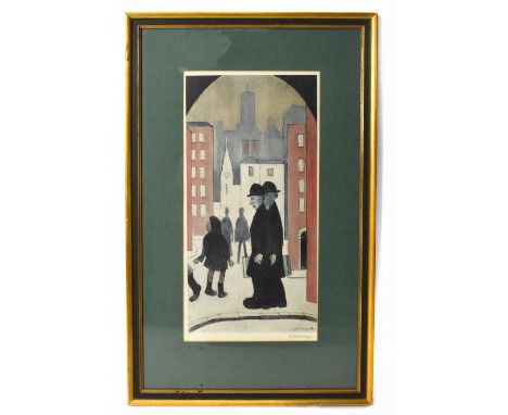 LAURENCE STEPHEN LOWRY RBA RA (1887-1976); colour print, 'Brothers', signed in pencil lower right and with Fine Art Trade Gui