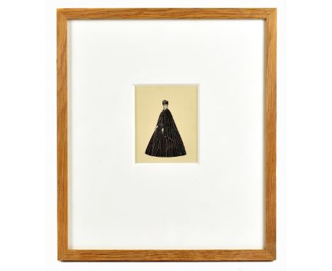 ERIC GILL (1882-1940); wood engraving, 'The Dress (1860)',&nbsp; bears Goldmark gallery label verso, 9.5 x 8cm, framed and gl