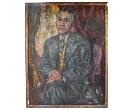 JOHN BOWES (1899-1974); oil on canvas, portrait of a seated gentleman, unsigned, bears label verso, 91 x 71cm, framed. (D)Add
