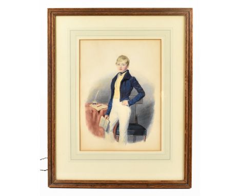 THOMAS CRANE (19th century); watercolour, portrait of&nbsp; Brooke Cunliffe aged 16, signed and dated 1836, with label verso 