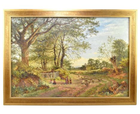 BENJAMIN WILLIAMS LEADER (1831-1923); oil, 'The Lane, Whittington, Worcester', signed, 51 x 75cm, framed and glazed.Provenanc