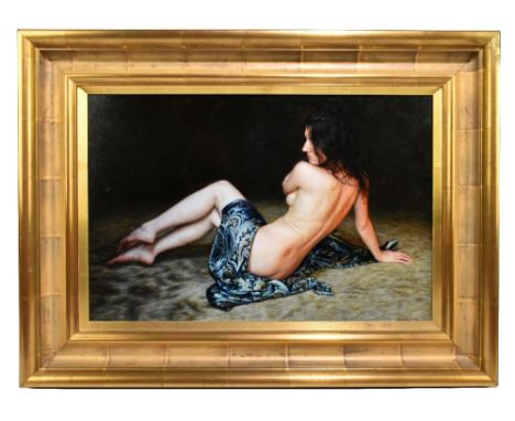 TONY KARPINSKI (born 1965); oil on board, 'Katy', study of a female nude, signed, inscribed on Haynes Fine Art of Broadway la