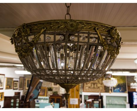 BRASS + GLASS BASKET CHANDELIER