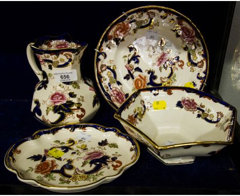 MASONS "MANDALAY" JUG, BOWL + 2 PLATES