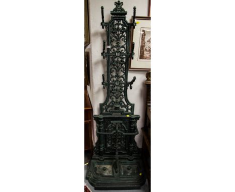 ORNATE CAST IRON COAT + STICK STAND