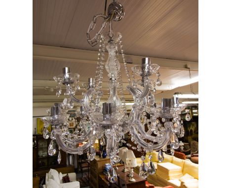 12 LIGHT CUT GLASS CHANDELIER