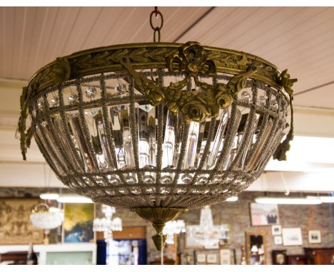 BRASS + GLASS BASKET CHANDELIER