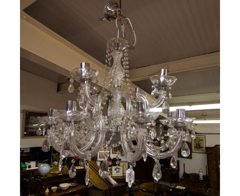 12 LIGHT CUT GLASS CHANDELIER