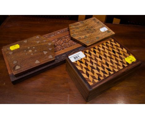 BRASS INLAID BOOK TROUGH + INLAID BOX
