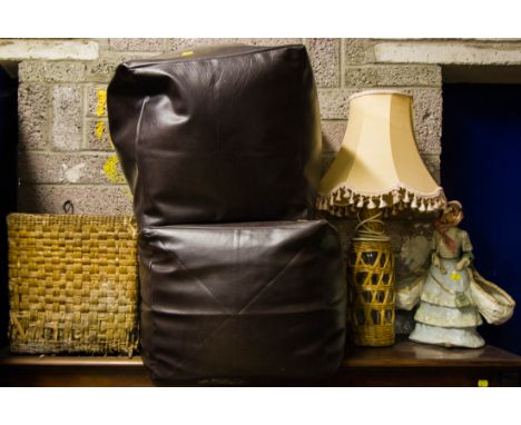 2 POUFFES, COAL BIN, LAMP + FIGUREEN AF