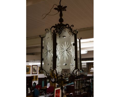 ETCHED GLASS HALL LANTERN