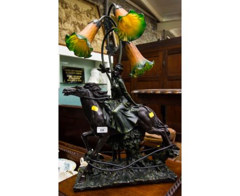 READING LAMP WITH LADY ON HORSEBACK