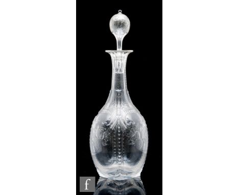A late 19th to early 20th Century Thomas Webb &amp; Sons clear crystal decanter in the Rock Crystal style, the quatrelobed fo