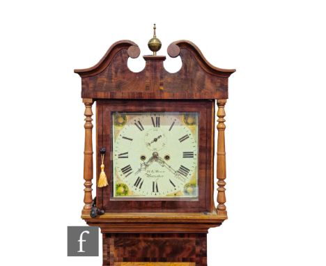 A 19th Century oak and mahogany crossbanded longcase clock by I &amp;E Mason, Worcester, eight day striking movement, seconds