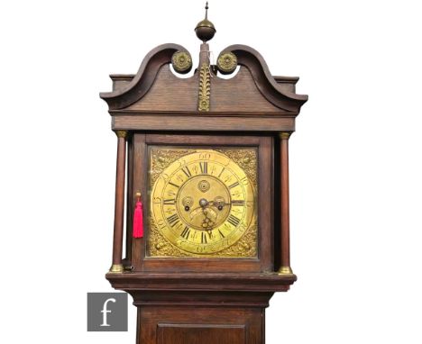 An early 19th century and later cased oak longcase clock, by John Lanson, eight day striking movement, the brass dial with br