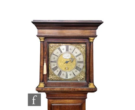 A 19th Century oak longcase clock by Thomas Binch Mansfield, engraved centre with circular date aperture, silvered chapter ri