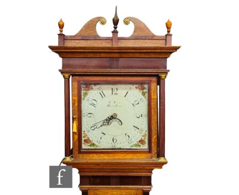 A 19th Century oak and mahogany banded longcase clock by Jn Norris Weston Jones, the thirty hour striking movement enclosed b