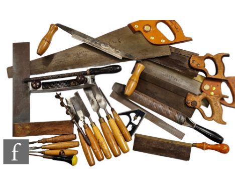 A large quantity of carpenters tools, saws, rasps etc. (qty) 