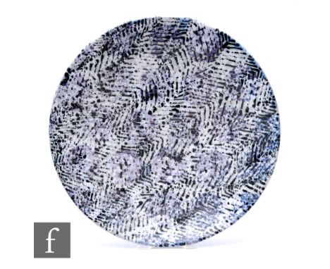 A Dartington Pottery large stoneware charger by Janice&nbsp;Tchalenko in the Black &amp; White pattern, of shallow circular f