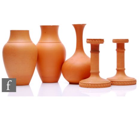 A collection of 19th Century Commondale Brick, Pipe and Pottery Company Ltd of Stockton on Tees vases to include two shoulder